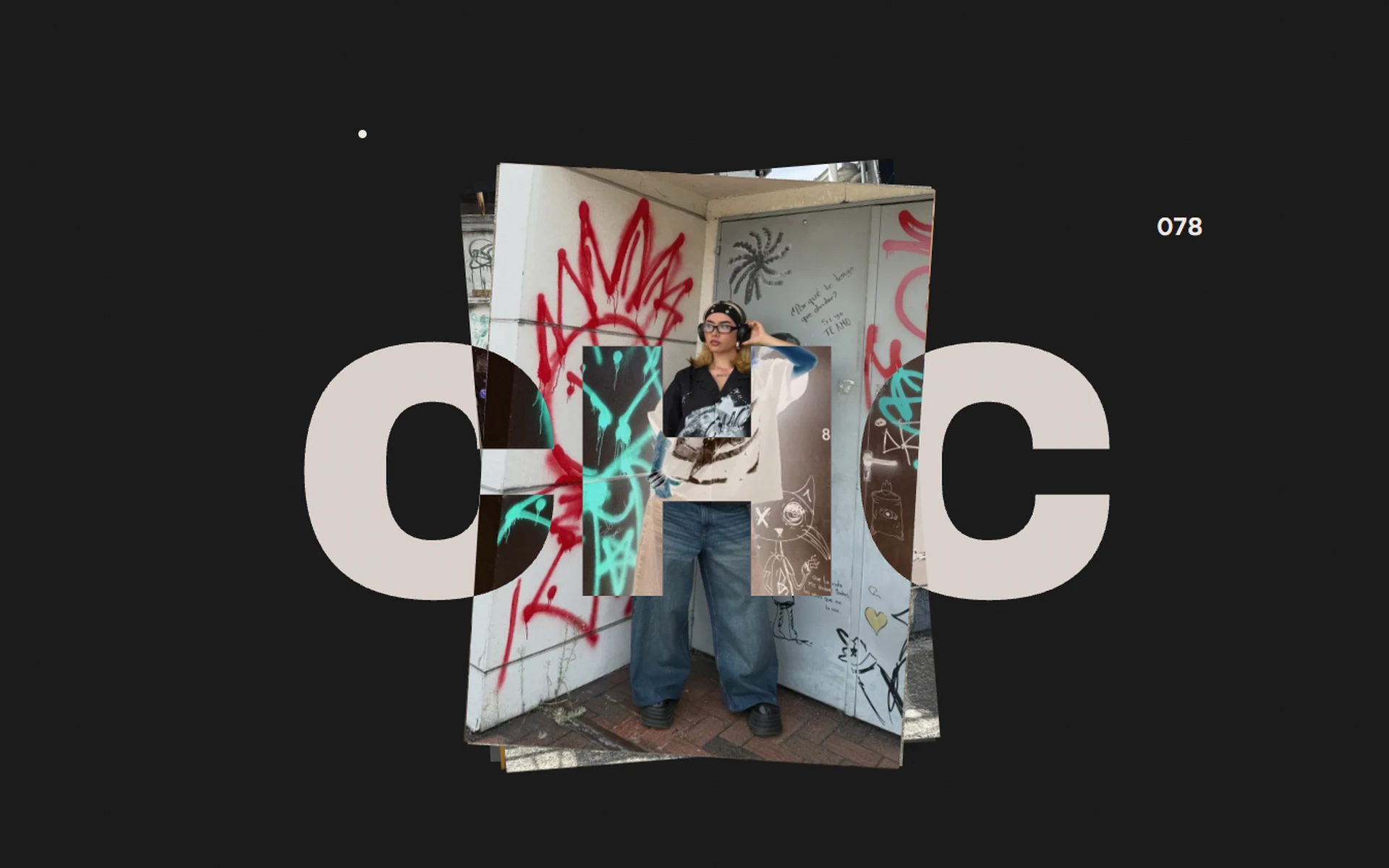 Hero de CHC Studios con el wordmark y una foto de modelo incrustada en las letras